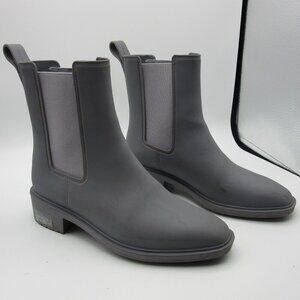 Sam Edelman Rain Boots Gray Mid-Calf PVC Bootie Waterproof Stretch Women's 7